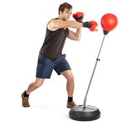 Tech Tools Ensemble de balles de Boxe avec Balle de Frappe et Gants de Boxe, Pompe à Main et Support réglable en Hauteur - Adult