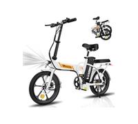 TECH Vélo électrique Gros Pneus 16 EK5- Batterie amovible 36V 8.4Ah Moteur 250W 7-Vitesse Freins Double Adulte - Blanc