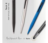 Tech2 Satin Black - Stylo Bille Et Stylet Pour Smartphone - Stylo À Bille Double Fonction 2 En 1 - Écrin Classique Et Recharge Noire Incluse