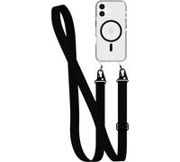 tech21 EvoCrystal avec bandoulière pour iPhone 16, Compatible avec MagSafe, Coque de Protection Contre Les Chocs testée 15x Selon la Norme Militaire, avec Cordon bandoulière - Noir