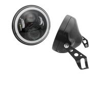 TECHAUTO Moto Phares Phare de moto de 7 pouces 60W avec œil d'angle phare LED anneau de garniture de seau de boîtier de 7 pouces. Feux Additionels LED(60W black set B)