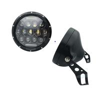 TECHAUTO Moto Phares Phare de moto de 7 pouces 60W avec œil d'angle phare LED anneau de garniture de seau de boîtier de 7 pouces. Feux Additionels LED(75W black set)