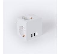 TechBrey Adaptateur de prise Triple Type F Schuko 2 USB + 1 USB-C Blanc Blanc
