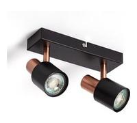 TechBrey Applique Murale et de Plafond Orientable Métal 2 Spots Albus Black Rose Large Noir Noir