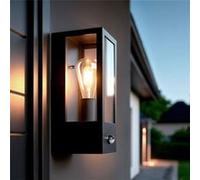 TechBrey Applique Murale Extérieure Acier Inoxydable et Verre avec Détecteur de Mouvement Gakom Noir Noir