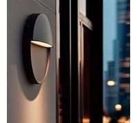 TechBrey Applique Murale Extérieure LED 6,5W CCT Sélectionnable Aluminium Saillie Ronde Jade Noir Noir G