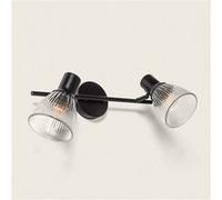 TechBrey Applique Murale Métal et Verre Aron 2 Spots Noir Noir