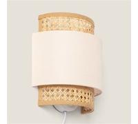 TechBrey Applique Murale Rotin et Tissu Amaia Blanc cassé Blanc cassé