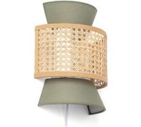 TechBrey Applique Murale Rotin et Tissu Chulu Vert kaki Vert kaki G