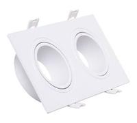 TechBrey Collerette Downlight Carré Blanche pour deux Ampoules LED GU10 / GU5.3 Taille 75x155 mm Blanc Blanc