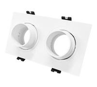 Collerette Downlight Carré Orientable Faible Ugr Pour Deux Ampoules Led Gu10 / Gu5.3 Taille 75x150 Mm Suefix Blanc
