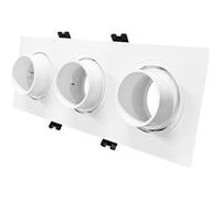 Collerette Downlight Carré Orientable Faible Ugr Pour Trois Ampoules Led Gu10 / Gu5.3 Taille 75x235 Mm Suefix Blanc