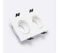 TechBrey Collerette Downlight Carré Orientable pour deux Ampoules LED GU10 / GU5.3 Coupe 75x150 mm Noir Noir