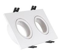 TechBrey Collerette Downlight Carrée Orientable pour 2 Ampoules LED GU10/GU5.3 Coupe 75x150mm Argenté Argenté