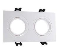 TechBrey Collerette Downlight Carrée Orientable pour 2 Ampoules LED GU10/GU5.3 Coupe 75x150mm Blanc Blanc