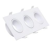 TechBrey Collerette Downlight Carrée Orientable pour 3 Ampoules LED GU10 / GU5.3 Coupe 235x75 mm Blanc Blanc