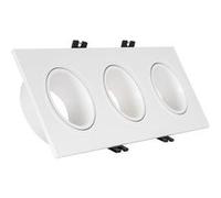 TechBrey Collerette Downlight Carrée Orientable pour 3 Ampoules LED GU10/GU5.3 Coupe 75x235mm Blanc / Noir Blanc / Noir