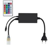 TechBrey Contrôleur Rubans LED RGB 220V AC UltraPower Télécommande IR 24 Touches Noir