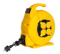 LEDKIA Enrouleur Automatique 15m IP44 Jaune | IP44 Extérieur/Intérieur | Sécurité Enfants | Protection | 4 Prises Type German Socket