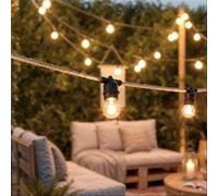 TechBrey Guirlande Lumineuse Extérieure Textile avec 10 Douilles 10m IP65 10 m Brun clair