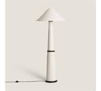 Lampadaire Bois et Tissu Lombe Blanc