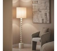 TechBrey Lampadaire Métal et Lin Aimahar Blanc Gardénia Blanc Gardénia G