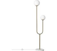 LEDKIA LIGHTING - Lampadaire Moonlight Brass | 2 Spots E27 | Design Moderne en Métal et Verre | Pour Salon, Chambre, Cuisine | Hauteur 153 cm, Largeur 35 cm, Longueur 25 cm, Doré, Métal