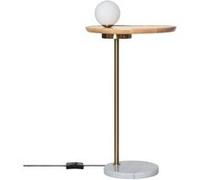 TechBrey Lampe à Poser Bois et Verre Brandt Blanc-Doré Blanc-Doré G