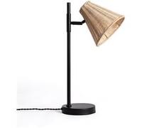 TechBrey Lampe à Poser Métal et Rotin Cesto Noir Noir G