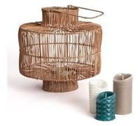 TechBrey Lampe à Poser Rotin Masái Couleur Naturelle avec télécommande Naturel G