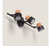 TechBrey Lampe Murale Métal et Liège Trois Spots Liksy Noir Noir G