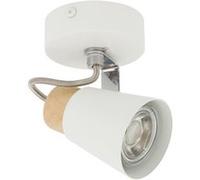 TechBrey Lampe Murale Orientable Métal et Bois Mara 1 Spot Blanc Blanc, Blanc G