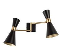 LEDKIA LIGHTING Lampe Murale Orientable Métal Jigger 2 Spots Noir | 2 Spots E27 | Design Rétro | Aluminium et Acier | IP20 | Pour Salon, Chambre, Cuisine