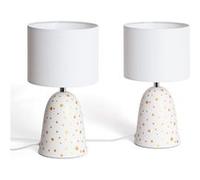 TechBrey Pack de 2 Lampes à Poser Céramique et Tissu Argua Ivoire Ivoire G