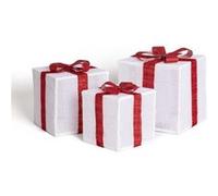 TechBrey Pack de 3 Boîtes Cadeaux de Noël LED à Piles Noelle Blanc / Rouge Blanc / Rouge