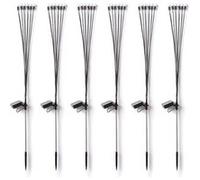 TechBrey Pack de 6 Piquets LED Solaires Extérieur LightningBug 3000K Blanc chaud Noir G