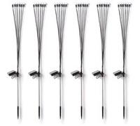 TechBrey Pack de 6 Piquets LED Solaires Extérieur LightningBug 3000K Blanc chaud Noir G