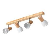 LEDKIA LIGHTING Plafonnier Métal et Bois Tautau 4 Spots Blanc