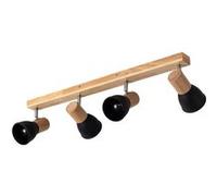 TechBrey Plafonnier Métal et Bois Tautau 4 Spots Noir 150 mm Noir G