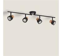 Plafonnier Métal Et Liège Quatre Spots Liksy Noir