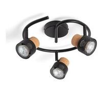 Plafonnier Métal Et Liège Trois Spots Liksy Noir