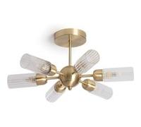 Plafonnier Métal et Verre 6 Spots Iraide Doré