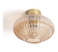 LEDKIA LIGHTING Plafonnier Métal et Verre Basile pour chambre, salon, cuisine Ambre