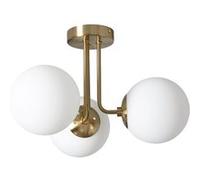 TechBrey Plafonnier Métal et Verre Moonlight Brass 3 Spots Blanc Blanc G