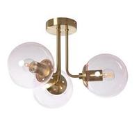 LEDKIA LIGHTING - Plafonnier Métal et Verre Moonlight Brass | 3 Spots E27 | IP20 Intérieur | Design Doré | Ambiance Réglable, Rose, Verre
