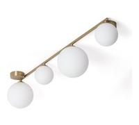 TechBrey Plafonnier Métal et Verre Moonlight Brass 4 Spots Blanc Blanc G