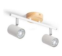 TechBrey Plafonnier Orientable Bois 2 Spots Olmo Blanc Blanc