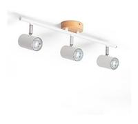 TechBrey Plafonnier Orientable Bois et Métal 3 Spots Albus Blanc Blanc