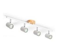 TechBrey Plafonnier Orientable Bois et Métal 4 Spots Albus Blanc Blanc