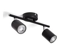 TechBrey Plafonnier Orientable Métal 2 Spots Albus Black pour Ampoule GU10 Noir Noir